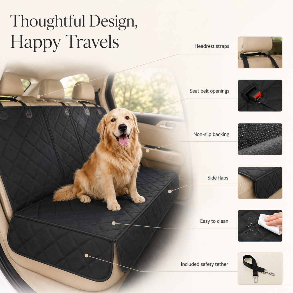 Waterproof Dog Car Seat Cover with Seat Belt